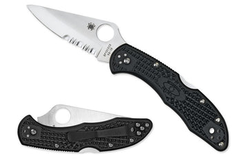 Spyderco Delica 4 - Black FRN Handles - VG10 Satin Combo Blade - C11PSBK