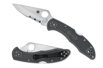 Syderco Delica 4 - Foliage Green FRN Handles - VG10 Satin Combo Blade - C11PSFG