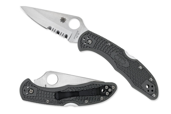 Syderco Delica 4 - Foliage Green FRN Handles - VG10 Satin Combo Blade - C11PSFG