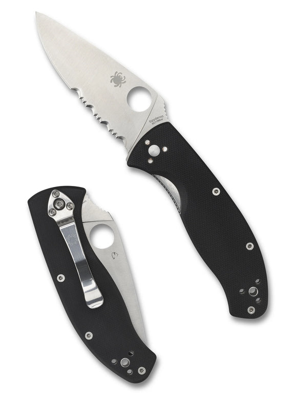 Spyderco Tenacious - Black G10 Handles - 8Cr13MoV Partially Serrated - C122GPS
