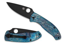 Spyderco Tenacious - Blue Disarray Titanium Handles - Black D2 Blade - C122TIBLBKD2P