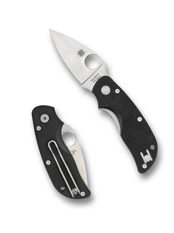 Spyderco Cat - Black G10 Handles - CTS-BD1 Satin Plain Blade - C129GP