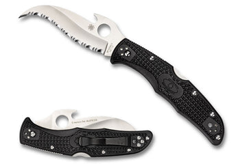 Spyderco Matriarch 2 Lightweight - Black FRN Handles - VG10 Serrated Blade with Wave - C12SBK2W