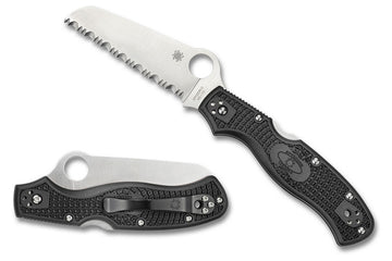 Spyderco Rescue 3 - Black FRN Handles - VG10 Satin Serrated Blade - C14SBK3