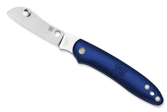Spyderco Roadie Slipjoint - Blue FRN Handles - N690Co Plain Sheepsfoot Blade - C189PBL