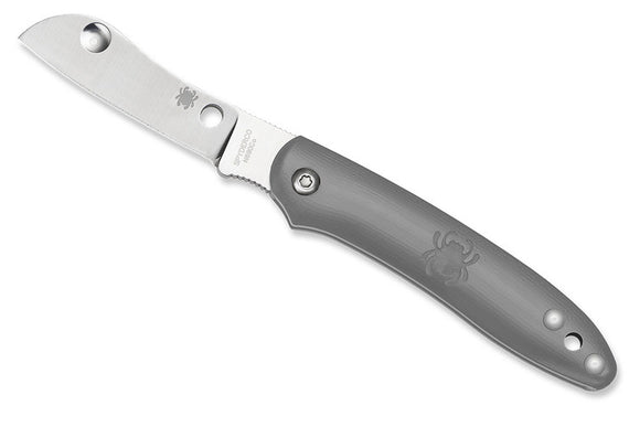 Spyderco Roadie Slipjoint - Gray FRN Handles - N690Co Plain Sheepsfoot Blade - C189PGY