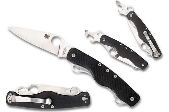 Spyderco ClipiTool Standard - Black G10 Handles - Multi-Function Folder - C208GP