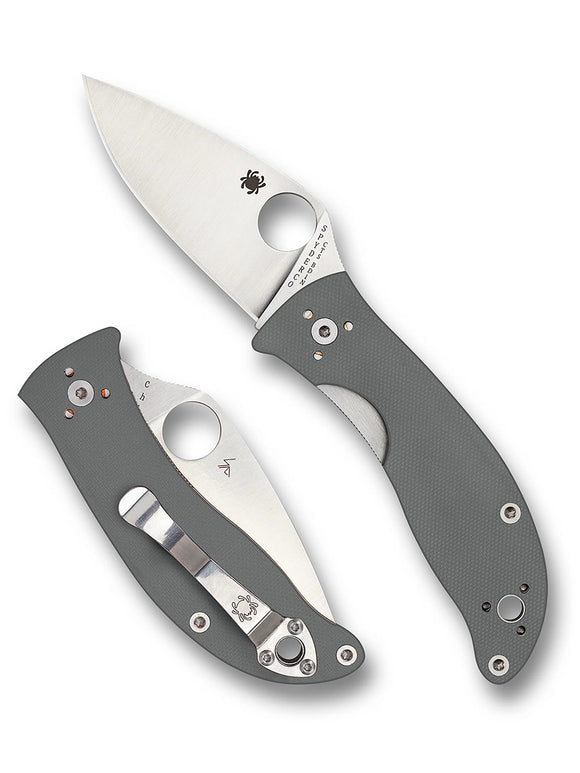 Spyderco Alcyone - Gray G10 Handles - CTS BD1N Satin Plain Blade - C222GPGY
