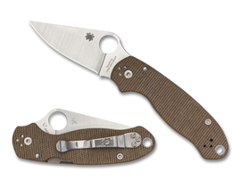 Spyderco Para 3 -  Brown Canvas Micarta  - CPM CRUWEAR - C223MPCW