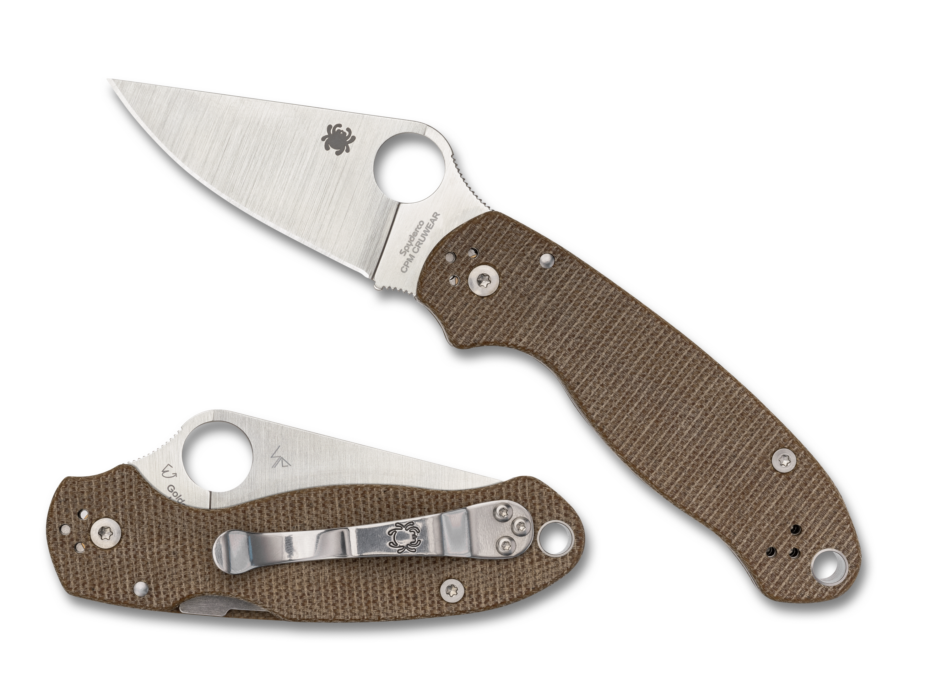 Spyderco Para 3 -  Brown Canvas Micarta  - CPM CRUWEAR - C223MPCW