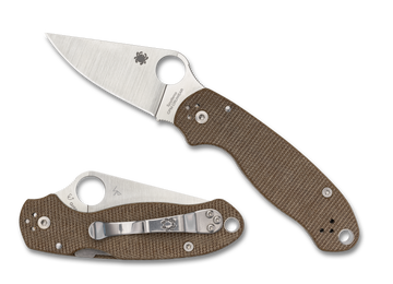 Spyderco Para 3 -  Brown Canvas Micarta  - CPM CRUWEAR - C223MPCW