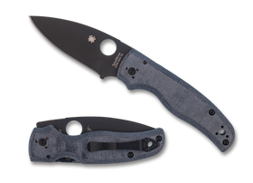 Spyderco Shaman - St. Nick's Knives Exclusive -  "Blue Jean" Canvas Micarta Handle -  Black CPM-REX 76 Blade - C229MBLRX76BKP