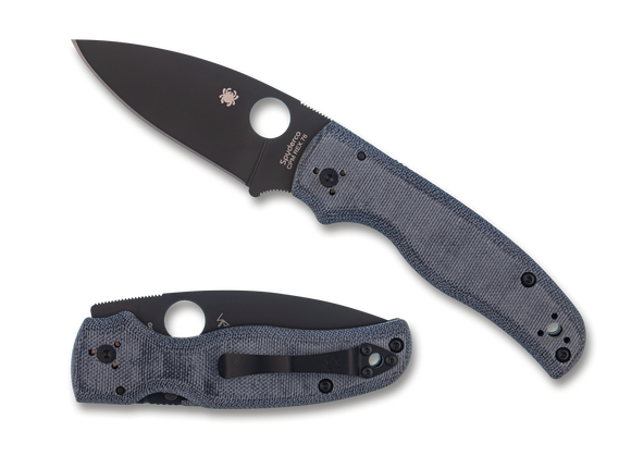 Spyderco Shaman - St. Nick's Knives Exclusive -  "Blue Jean" Canvas Micarta Handle -  Black CPM-REX 76 Blade - C229MBLRX76BKP