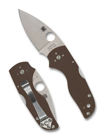 Spyderco Lil' Native - Brown G-10 Handle - Back Lock - 15V Stonewash Blade - C230MBGPBN15V