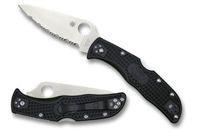 Spyderco Endela Lightweight - Black FRN Handles - Satin Serrated Blade - C243SBK