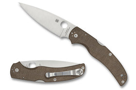 Spyderco Native Chief - Brown Canvas Micarta Handles - Satin Cru-Wear Blade - C244MPCW