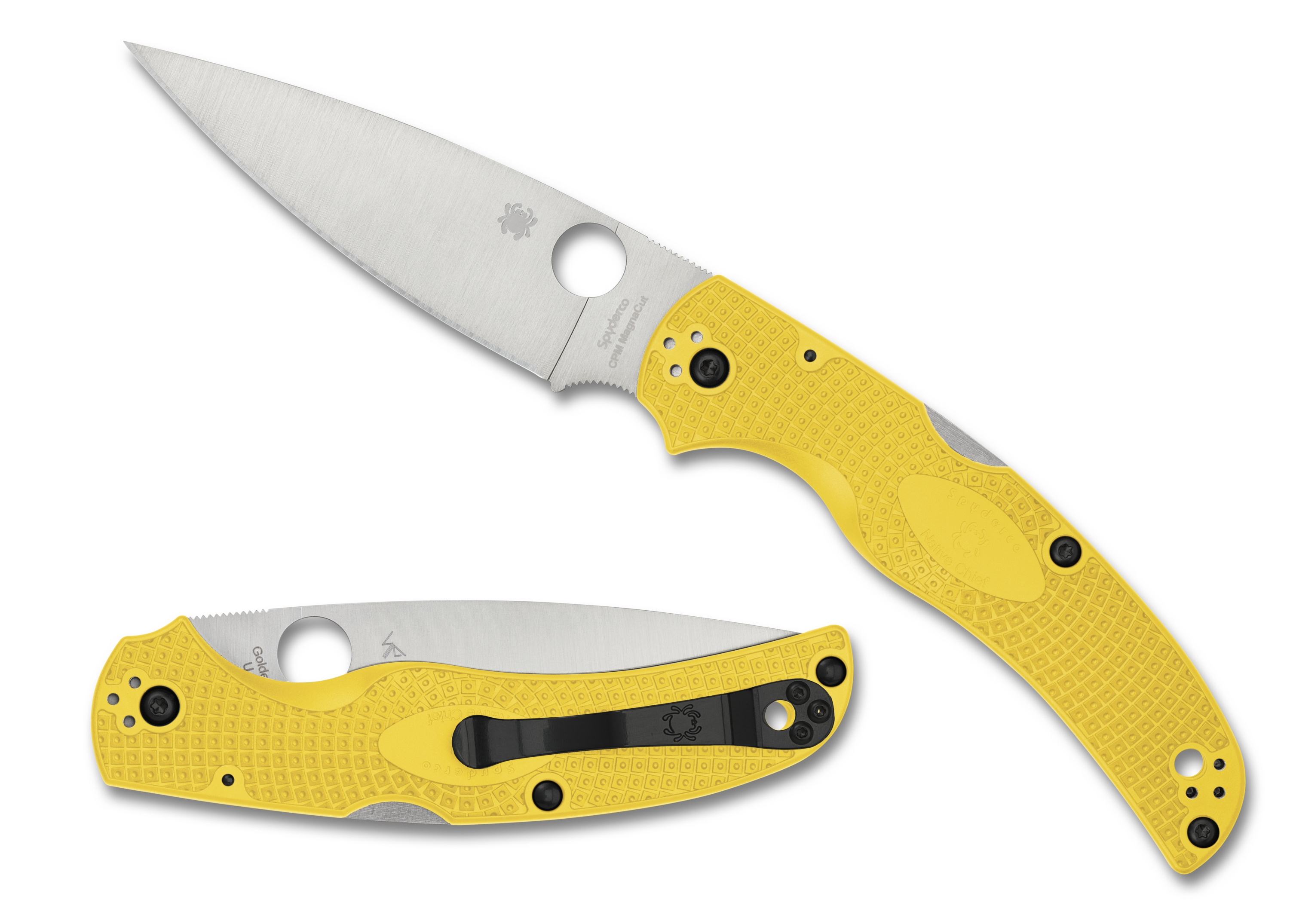 Spyderco Native Chief Lightweight Salt - Yellow FRN - Plain Edge CPM-Magncaut - C244PYL