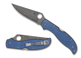 Spyderco Stretch 2 XL - Blue Nishijin Glass Fiber - Damascus - Sprint Run - C258GFBLP