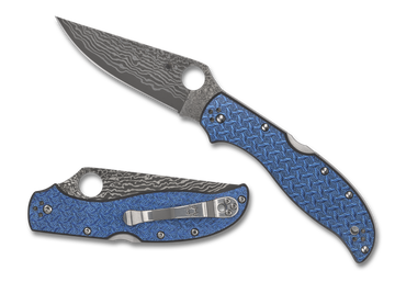 Spyderco Stretch 2 XL - Blue Nishijin Glass Fiber - Damascus - Sprint Run - C258GFBLP