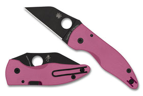Spyderco MicroJimbo Sprint Run - Pink G-10 Handles - S30v DLC Coated Blade - C264GPNBKP