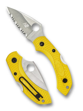 Spyderco Dragonfly 2 Salt - Yellow FRN Handles - H2 Satin Serrated Blade