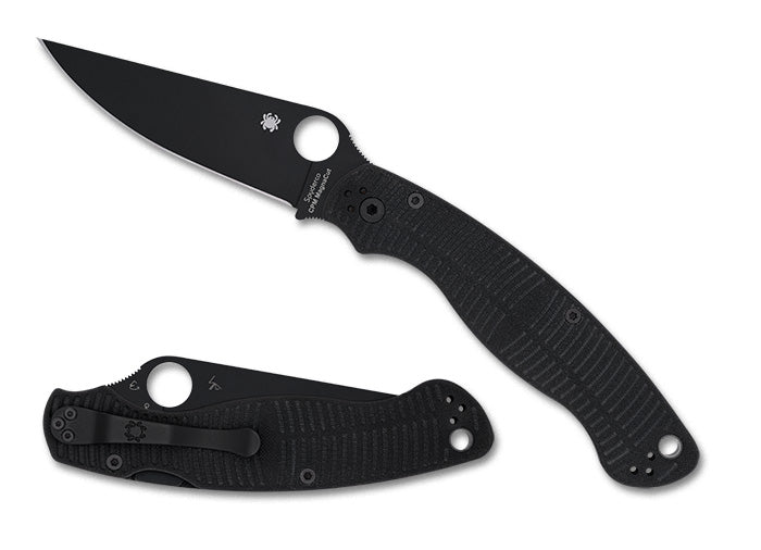 Spyderco Military 2 Salt - Plain Edge DLC CPM-Magnacut Blade - Compression Lock - Black G10 - C36GMCBKP2