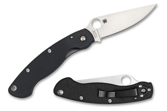 Spyderco Military Left Handed - Black G10 Handles - S30V Satin Plain Blade - C36GPLE