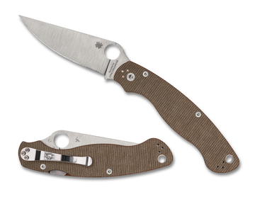 Spyderco Military 2 - CPM-CRUWEAR - Compression Lock - Brown Canvas Micarta - C36MPCW2