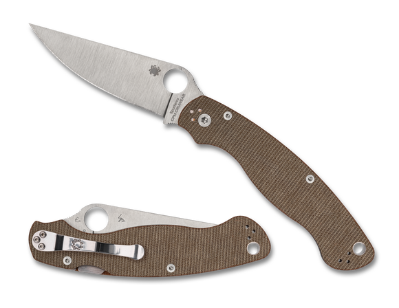 Spyderco Military 2 - CPM-CRUWEAR - Compression Lock - Brown Canvas Micarta - C36MPCW2