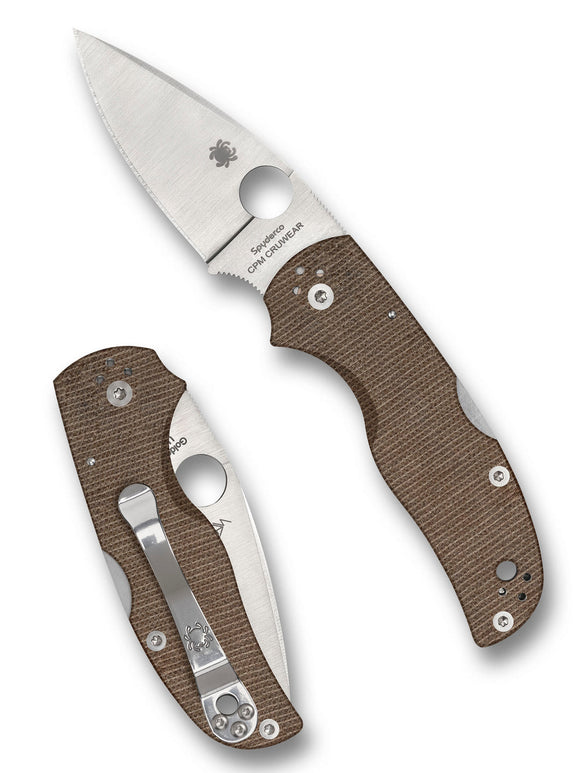 Spyderco Native 5 - Brown Canvas Micarta Handles - CPM Cru-Wear Blade - C41MPCW5