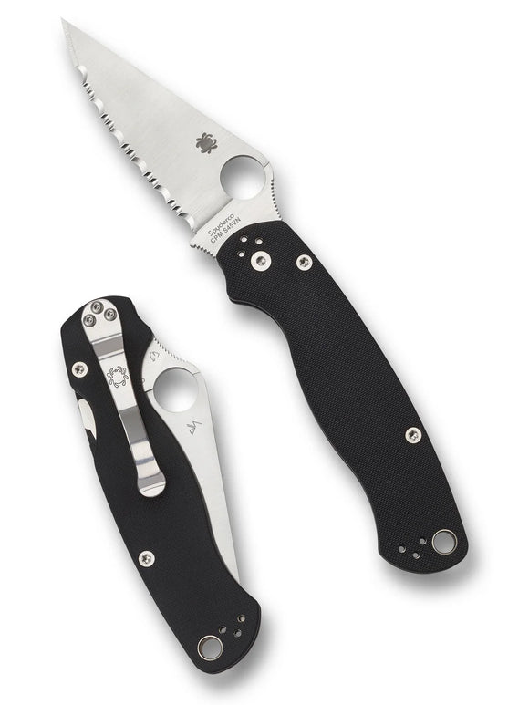 Spyderco Paramilitary 2 - Black G10 Handles - S45VN Satin Serrated Blade - C81GS2