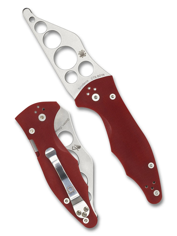 Spyderco Yojimbo 2 Trainer - Red G10 Handle - CTS BD1 Unsharpened Blade - C85TR2