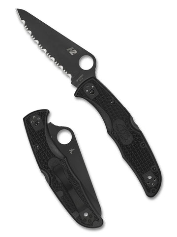 Spyderco Pacific Salt 2 - Black FRN Handles - H2 TiCN Serrated Blade - C91SBBK2