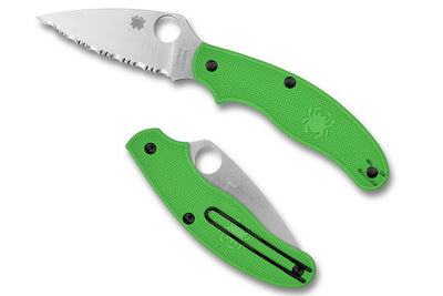 Spyderco UK Penknife Salt - Green Handle  - LC200N Blade - Fully Serrated - C94SGR - SNK/WTO - Home Office