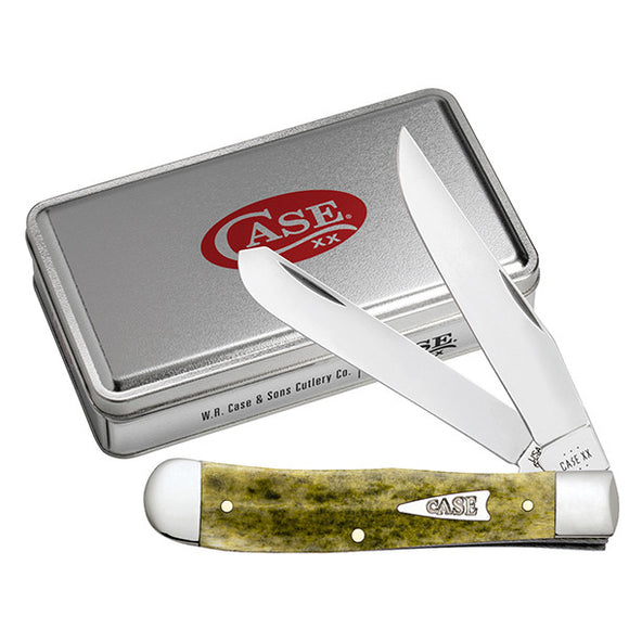 Case XX Trapper - Smooth Olive Green Bone - Gift Tin - Tru-Sharp Steel - 10865 - SNK/WTO - Home Office