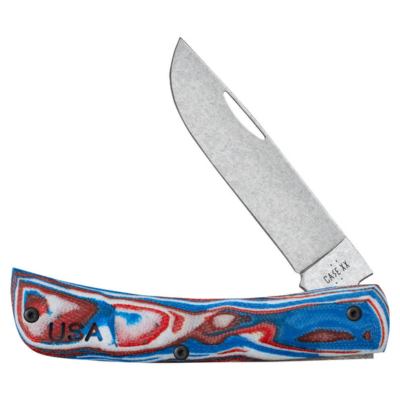 Case XX Sod Buster Jr - Red White Blue Burl G-10 Handle - S35VN Steel - 66386 - SNK/WTO - Home Office