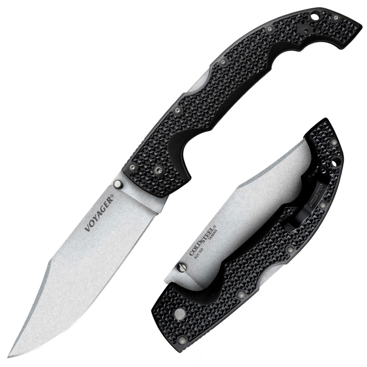 Cold Steel Voyager XL Clip Point - Black Handle -  AUS10A Steel - CS-29AXC