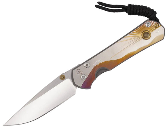Chris Reeve Knives Large Sebenza 31 - "Calvary" Unique Graphic with Citrine Cabochon - Drop Point Blade - L31-1408-0268 - SNK/WTO - Home Office