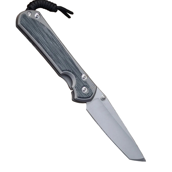 Chris Reeve Knives Large Sebenza 31 - Left Hand - Black Canvas Micarta Inlay - Tanto - Glass Blasted - L31-1232