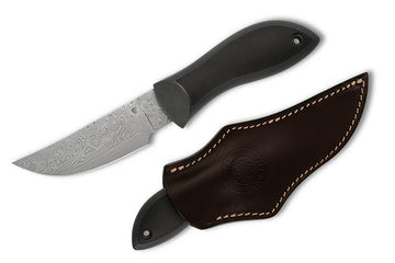 Spyderco Moran Upswept - Gray FRN Handle - Black Kraton Inlay - Damasteel DS93X - FB01PGYD