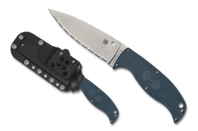 Spyderco Enuff 2 - Serrated Edge K390 Steel - Blue FRN Handle - FB31SBL2K390