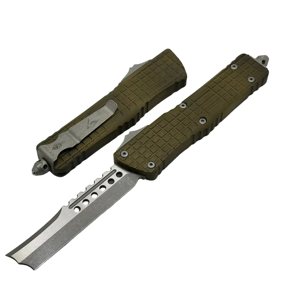 Microtech Combat Troodon Hellhound Straight Razor - Earth Frag Aluminum - M390 Blade - 219R-10APFRAES - SNK/WTO - Home Office