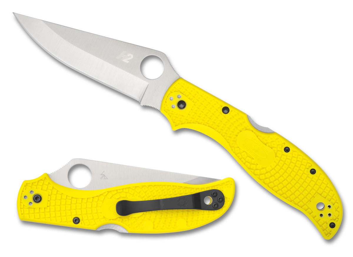 Spyderco Stretch 2 XL Lightweight Salt  - Yellow FRN - Plain Edge H2 Blade - C258PYL