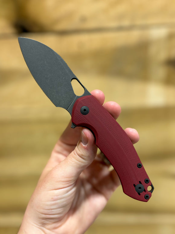 GiantMouse ACE Biblio XL - St. Nick's Knives Exclusive - Red G10 - Blackwashed Vanadis 4E Steel