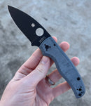 Spyderco Shaman - St. Nick's Knives Exclusive -  "Blue Jean" Canvas Micarta Handle -  Black CPM-REX 76 Blade - C229MBLRX76BKP-4