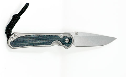 Chris Reeve Knives Small Sebenza 31 - Left Handed - Glass Blasted - Black Canvas Micarta Inlay - Drop Point - S31-1653