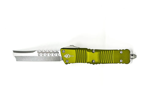 Microtech Combat Troodon - Straight Razor - Apocalyptic Blade -  OD Green Handle - Signature Series - 219R-10APODS