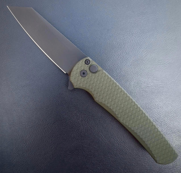 Pro-Tech Knives Malibu Flipper - Green Dragon Scale Handle - Black 20CV Blade - 5236-GREEN