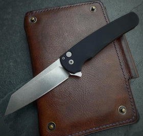 Pro-Tech Knives Malibu Flipper - Black Handle - Stonewashed MagnaCut Blade - 5401