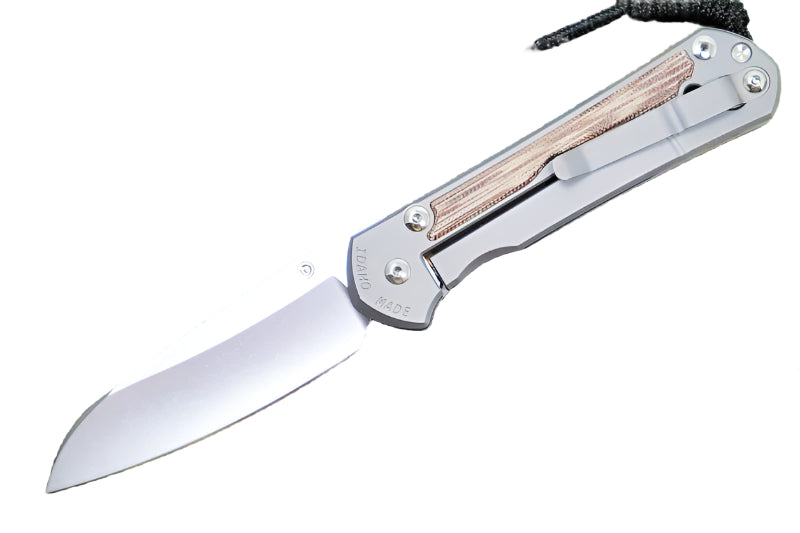 Chris Reeve Knives Large Sebenza 31 - Left Handed - Glass Blasted Natural Canvas Micarta Inlay - Insingo - L31-1227